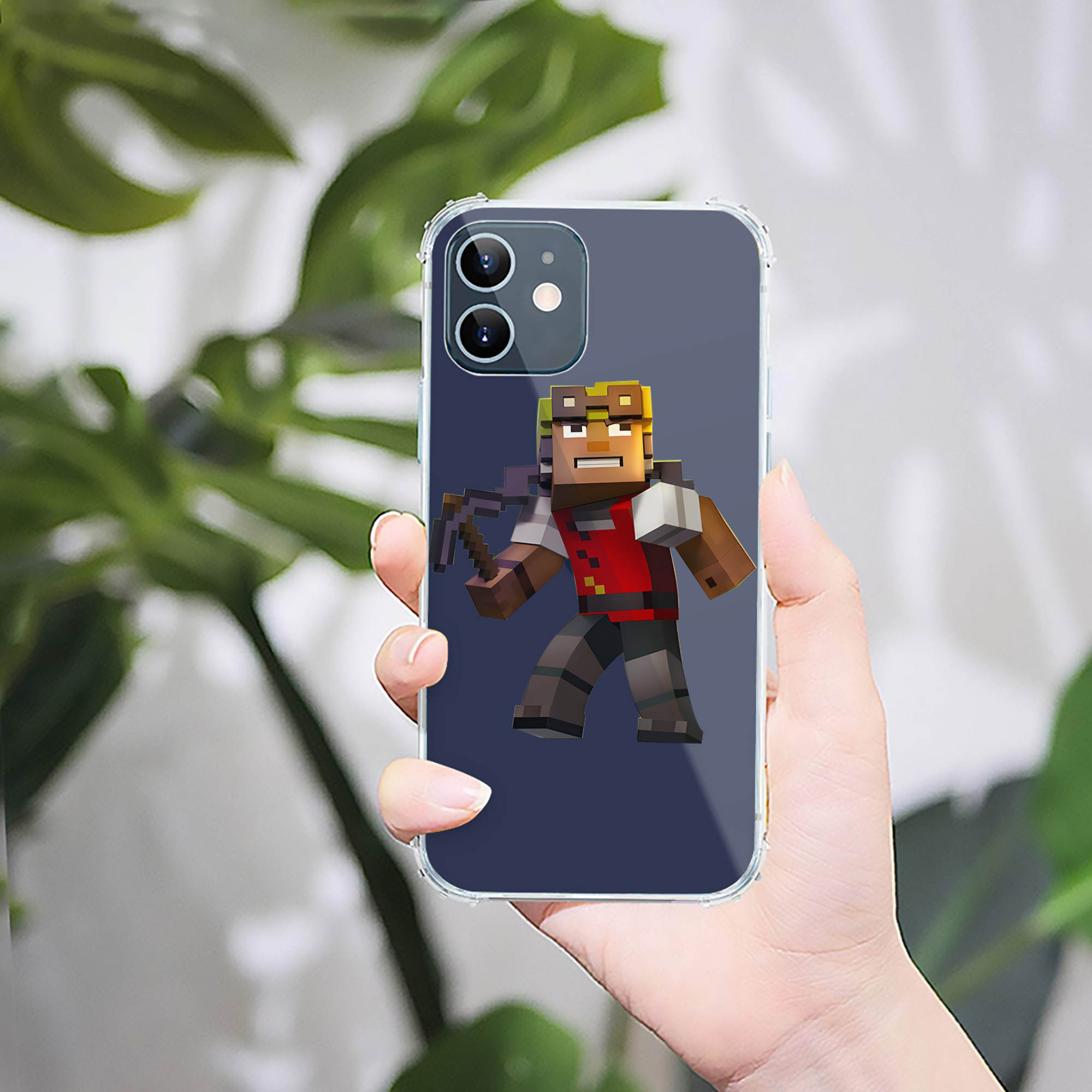 （画像用） マインクラフト ブロックの世界 Minecraft MC Block world 【iPhone 12シリーズ対応】透明スマホケース（クリアソフトケース）